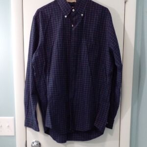 L.L. Bean Navy Plaid Button Down Shirt